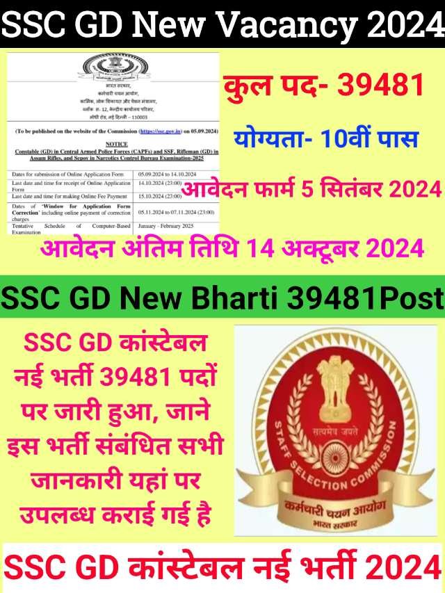 SSC GD Vacancy 2025: एसएससी जीडी नई बंपर भर्ती विज्ञापन जारी हुआ